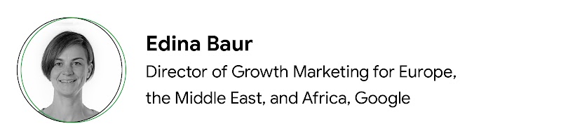 Fotografía de la colaboradora Edina Baur, directora de Marketing de Crecimiento para Europa, Oriente Medio y África en Google