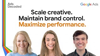 Promotional thumbnail for the "Ads Decoded" podcast by Google Ads, titled "Advertisers' guide to YouTube Creator Partnerships," featuring host Ginny Marvin and guests Sarah Hathiramani & Charles Boyd.