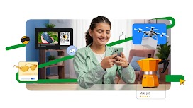 A woman shops on her phone with various e-commerce product listings around her, representing the forces influencing the future of the retail sector in India: Creator-led marketing, immersive retail experiences, hyperlocal fulfilment & AI in commerce