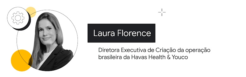 Retrato de ombro para cima de Laura Florence, Diretora Executiva de Criação da operação brasileira Havas Health & Youco. Ela tem cabelos longos e lisos, está sorrindo e usa um blazer.