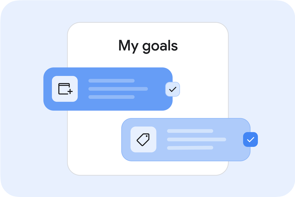 Google Ads interface showing two goals.  Illustration.