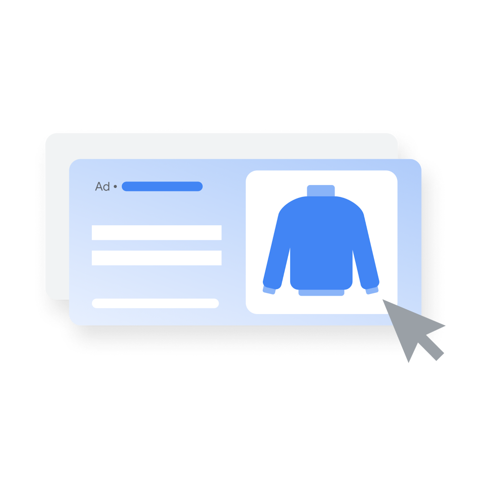 A cursor clicks on a Google Ad for a sweater.
