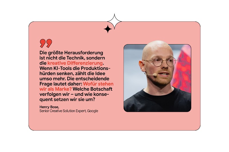 Das Visual zeigt ein Foto des Google-Experten Henry Bose mit einem Zitat auf der linken Seite.