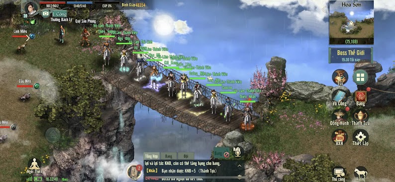 Gameplay in the Võ Lâm Truyền Kỳ 1 Mobile game app which was published by VNG Corporation for the 68 million mobile users in Vietnam.