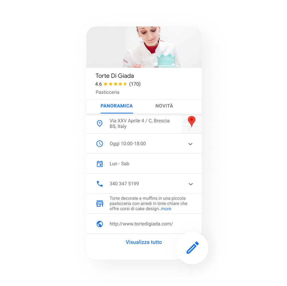 UI per aggiungere informazioni essenziali