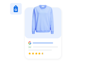 Ein Cursor klickt auf eine Google Ad für einen Pullover.