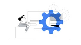 Una persona con lunghi capelli scuri e ondulati siede a gambe incrociate su una piattaforma dove legge su un dispositivo mobile e si confronta con gli annunci di campagne potenziate dall'intelligenza artificiale.