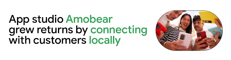 A group of people using smartphones shows how app studio Amobear grew its returns by connecting with customers locally in Vietnam, using Google AI to power its localisation marketing strategy.