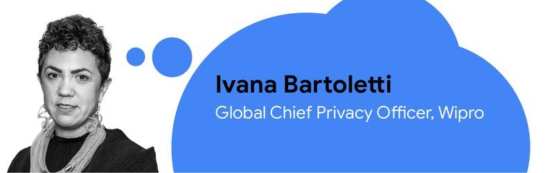 Foto von Ivana Bartoletti, Global Chief Privacy Officer bei Wipro (Name und Position in einer blauen Denkblase)]