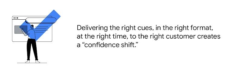 Delivering the right cues, in the right format, at the right time, to the right customer creates a “confidence shift.”