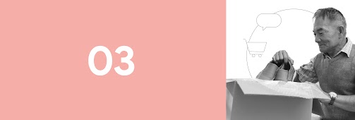 03. How brands can build seamless shopping experiences. An elderly man opens a parcel containing a pair of shoes that he bought online, representing the importance of a strong online brand presence and a seamless e-commerce customer experience.