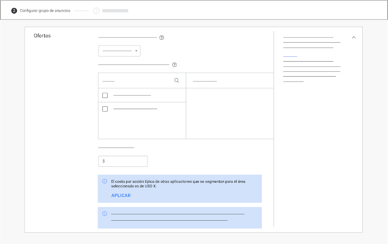 Una captura de pantalla de la IU que destaca la función de sugerencia de orientación para realizar ofertas en Google Ads.