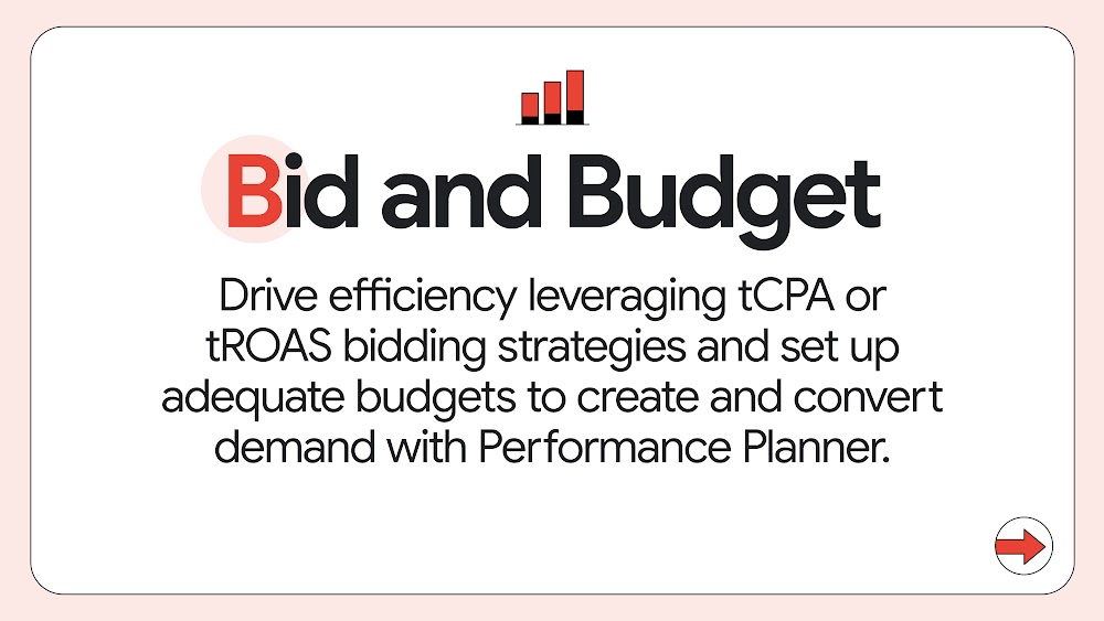 Bid and Budget with the A highlighted and chart graph iconography.
