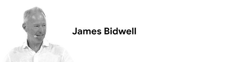 Retrato en blanco y negro de James Bidwell, presidente de Springwise.