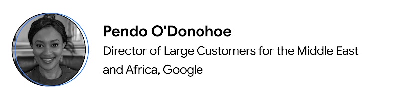 Black-and-white headshot of Pendo O’Donohoe, Director of Large Customers for the Middle East and Africa at Google.