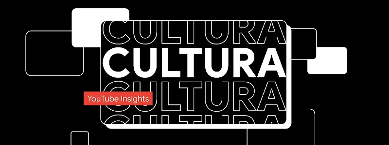 Una pantalla con fondo negro y letras en blanco que dicen “Cultura”. Un cintillo con fondo rojo y letras blancas que dice “YouTube Insights”
