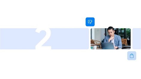 2024 Retail Guide, Part 2: A man with light skin, short dark hair, and a thin mustache, wearing a light blue blazer, looks at a laptop.