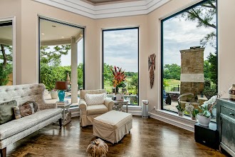 A beautiful home’s living room with newly replaced windows.