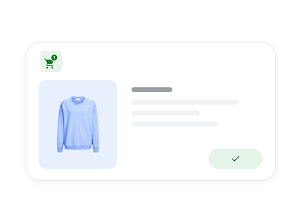 Google 広告のセーターが顧客のオンライン ショッピング カートに追加されています。