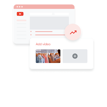 Illustration of a YouTube window with an overlay showing an option to add a video