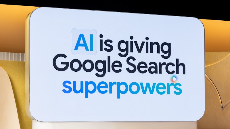 Una slide della presentazione dei prodotti del discorso di apertura del Google Marketing Live del 2025 recita: "L'AI sta dando alla Ricerca Google superpoteri".