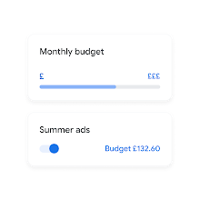 A mobile screen displays options to set budgets by month and by season.