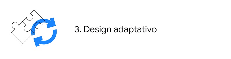 Duas peças de um quebra-cabeça são mostradas ao lado de setas girando. À direita, outro ponto importante para as empresas: “3. Design adaptativo”.