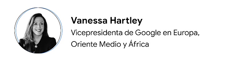 Primer plano de Vanessa Hartley, vicepresidenta de Google en Europa, Oriente Medio y África