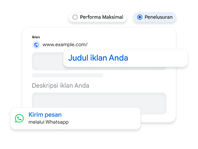 Ilustrasi UI pembuatan iklan pesan