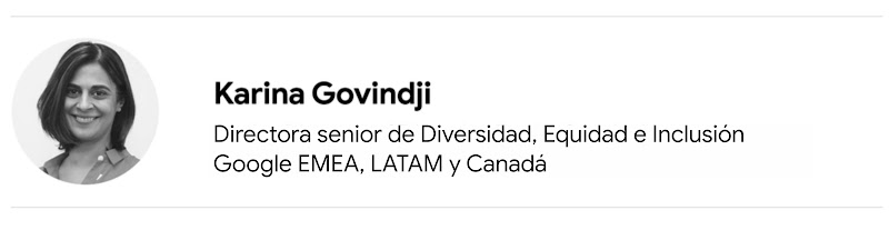Foto en blanco y negro de Karina Gobindji, directora senior de Diversidad, Equidad e Inclusión Google EMEA, LATAM y Canadá.