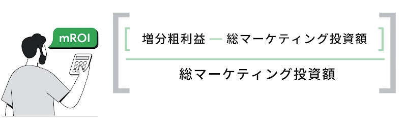 mROI ＝（増分粗利益 - 総マーケティング投資額）／総マーケティング投資額