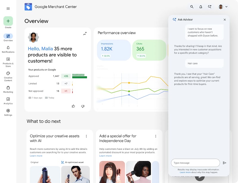 Ask Advisor in Merchant Center image