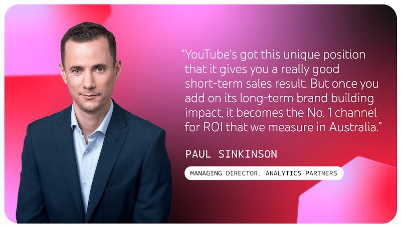 Paul Sinkinson, Managing Director of Analytics Partners, shares how YouTube marketing yields excellent short-term sales results, but after adding its long-term brand-building impact, it becomes the No. 1 channel for ROI in Australia.