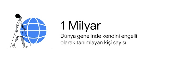 Diz üstü protez kullanan, beyaz elbiseli bir siyahi kadın, mavi bir kürenin önünde koltuk değnekleriyle yürüyor.