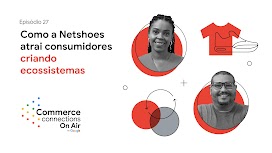 Retratos de Pamela Santos, executiva de contas da Netshoes no Google, e de Rafael Montalvão, diretor de marketing da Netshoes. Pamela tem tranças, que estão amarradas atrás e usa brincos. Rafael usa óculos de grau e tem cabelo bem curto.