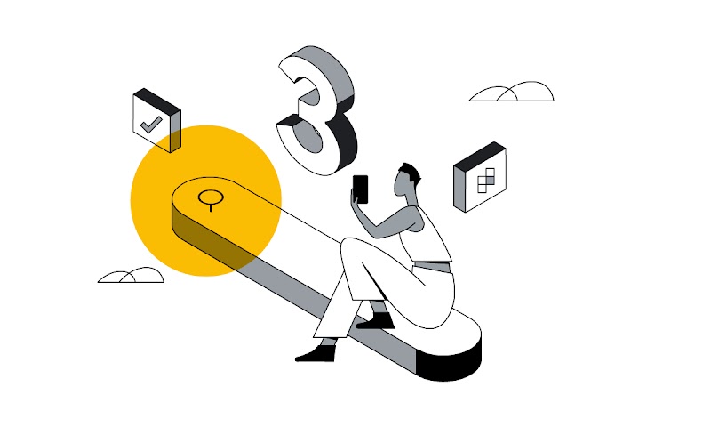 Kolsuz bir üst ve pantolon giymiş, kısa saçlı, koyu ten rengine sahip bir kişi Google'da arama yapıyor.