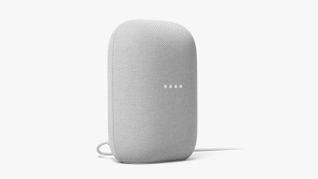 Light gray Nest Audio device.