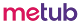 Logo for metub. The brand name is written entirely in bold, lowercase sans-serif letters. The first two letters, 'me', are a vibrant magenta or hot pink, while the last three letters, 'tub', are a solid deep purple