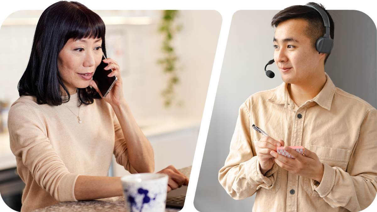 一位 Google Ads 客户在与热情亲切的 Google Ads 专家交流。