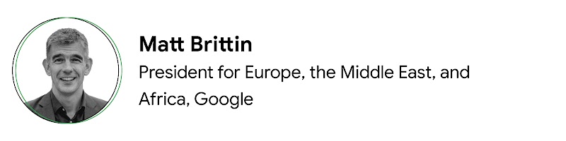 Portrait photo de Matt Brittin, président pour la région Europe, Moyen-Orient et Afrique chez Google