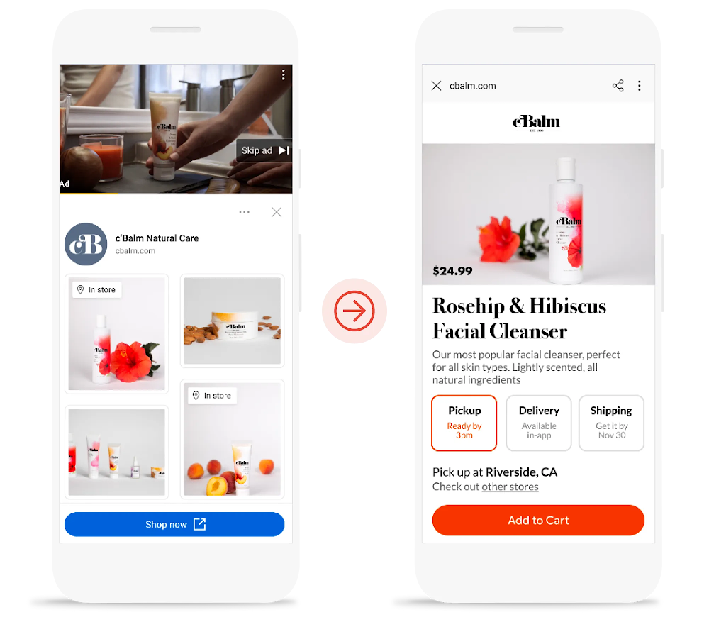 A local offer on YouTube showing beauty products in-stock and nearby.