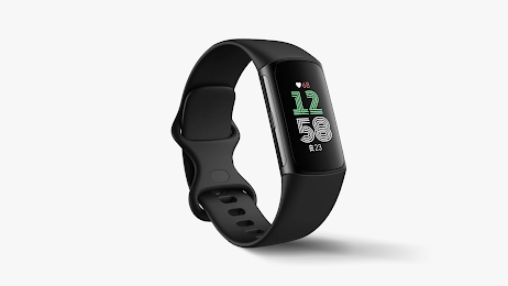 Black Fitbit Charge 6 displaying the time.