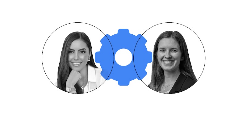 Janira Hernandez has long dark hair and wears a white shirt. Margot Bletterie has light hair and wears spectacles.