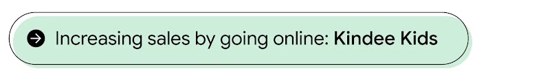 A header with an arrow pointing to the text ‘Increasing sales by going online: Kindee Kids’ highlights how using Performance Max for Marketplaces drove traffic to its Shopee store and boosted e-commerce sales with AI-powered ads.