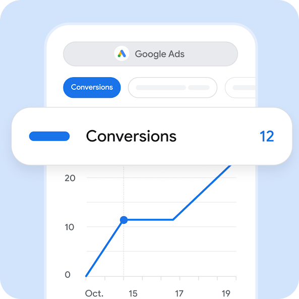 View of conversions UI in the Google Ads mobile app.