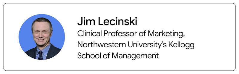 Jim Lecinski, clinical professor of marketing at Northwestern University’s Kellogg school of management, appears from the shoulders up. Lecinski has dark hair, light skin, and wears a black suit, blue shirt, and tie.