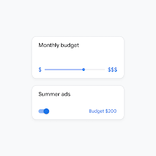 Ui showing the adjustable monthly budget control and UI with the campaign category with a max budget toggle. 