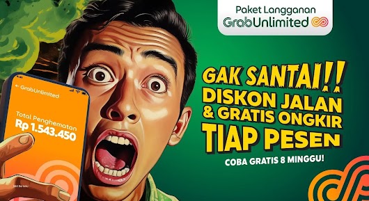 The video thumbnail shows a man and a woman looking surprised or shocked in a dramatic moment, emphasizing the extreme savings from the GrabUnlimited subscription package.