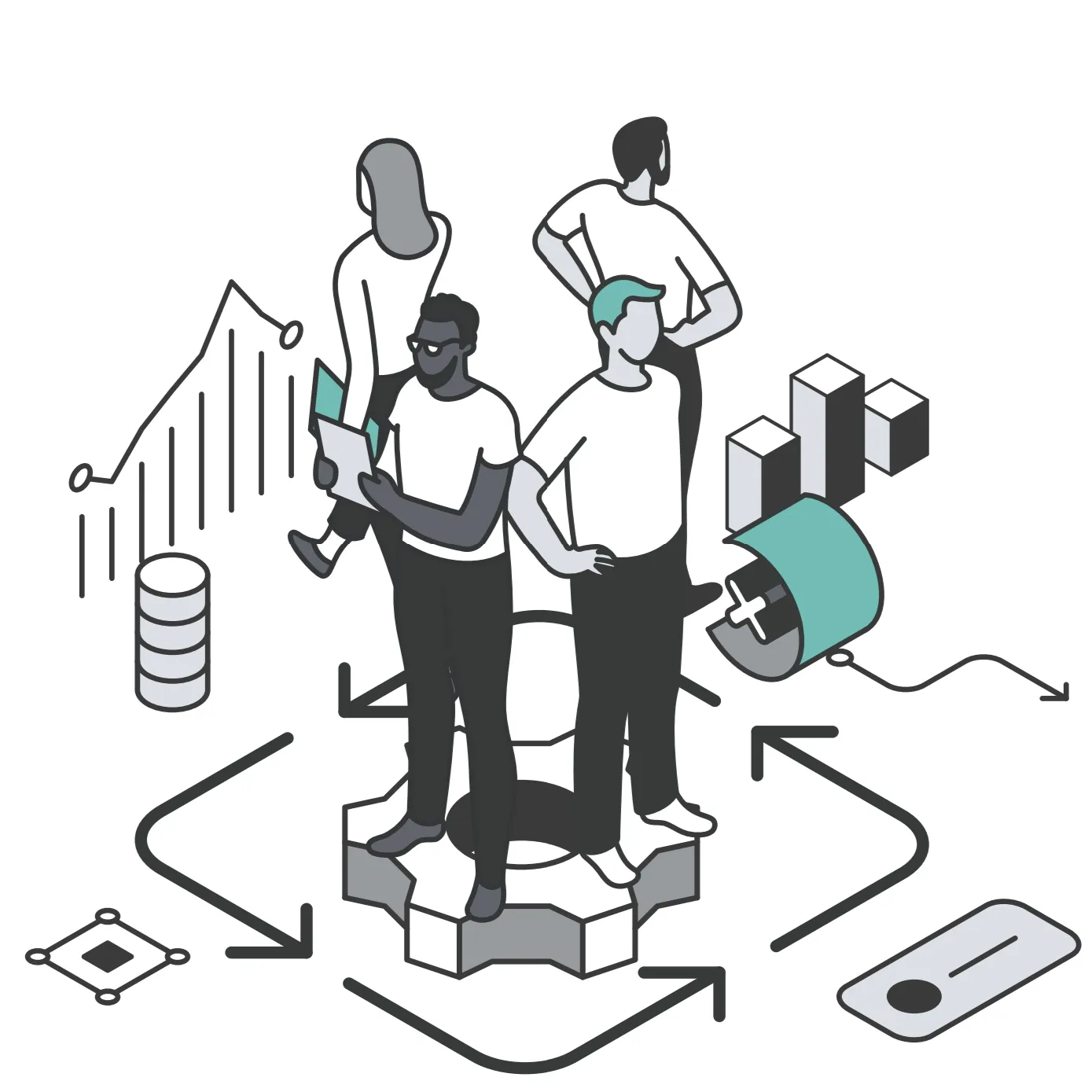 An illustration of works in an increasingly data-dependent workplace