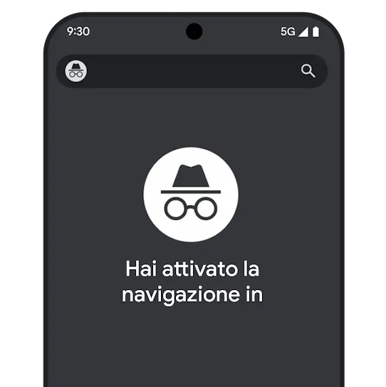 Scheda in incognito del browser Chrome